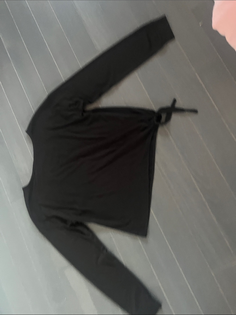 Black Long-Sleeve Knot Side Women's Top